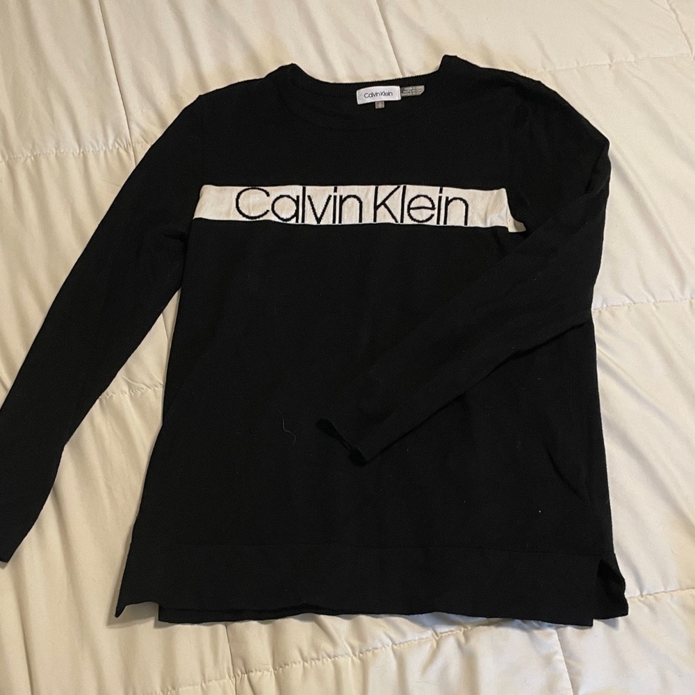 Calvin Klein Black Sweater with White Logo Band